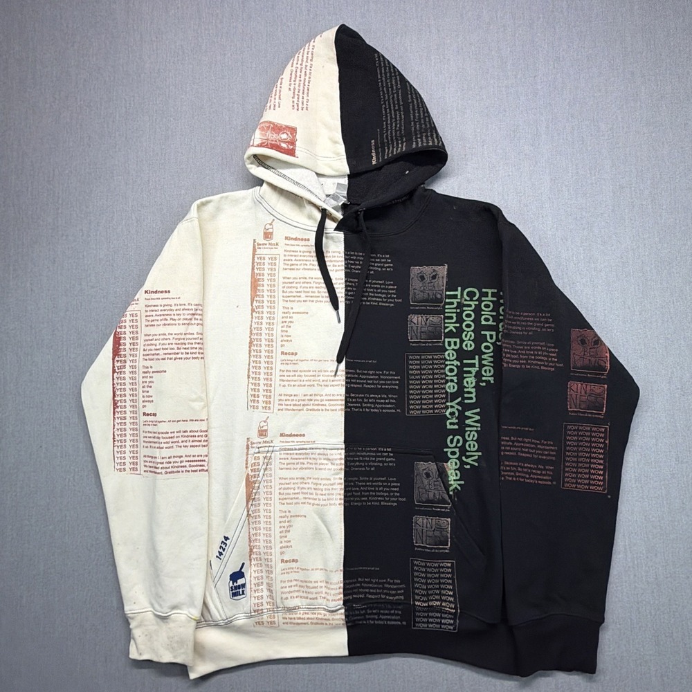 Snow Milk Hoodie Words‎ Hold Power Men's Large Streetwear 14234